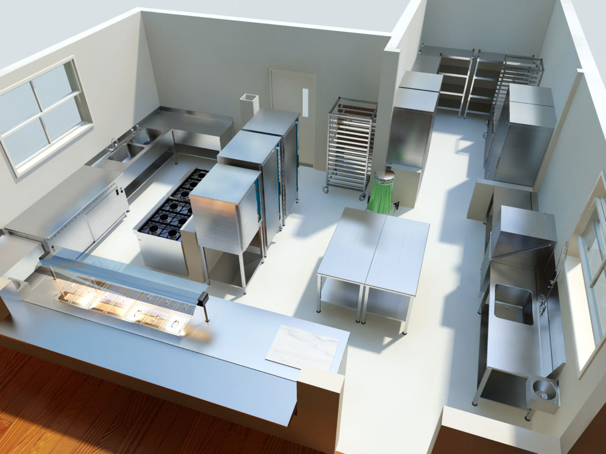 Kitchen interior 3D render